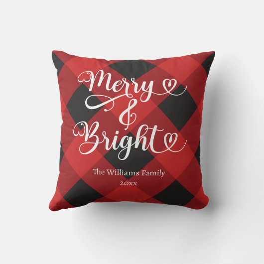 Vrolijk en helder aangepaste rode gespeelde kerst kussen (Achterkant)