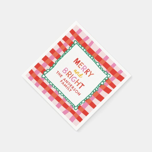 Vrolijk en helder aangepaste vakantie rood en roze servet (Hoek)