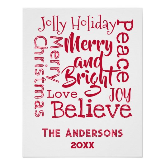 Vrolijk en helder Andere Kerst Gezegden Rood Perfect Poster (Voorkant)
