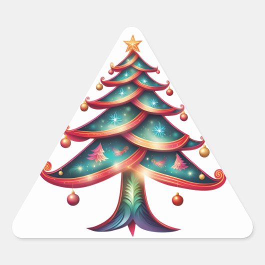 Vrolijk en helder boom driehoek sticker (Voorkant)