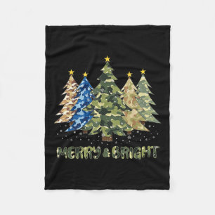 Vrolijk en helder camo kerstboom vrolijk kerstfees fleece deken