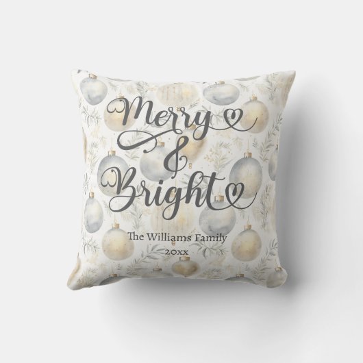 Vrolijk en helder Custom Gold Zilveren Kerstmis Kussen (Achterkant)