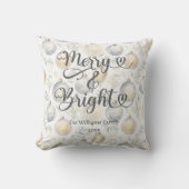 Vrolijk en helder Custom Gold Zilveren Kerstmis Kussen (Voorkant)