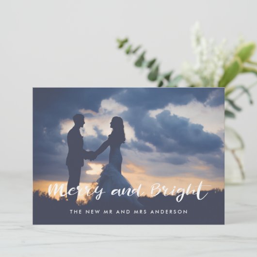 Vrolijk en helder eenvoudige foto-overlay feestdagenkaart (Staand voorkant)