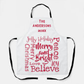 Vrolijk en helder en andere kerst Gezegden rood Schort (Voorkant)