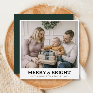 Vrolijk en helder familie kerstfoto groen feestdagenkaart