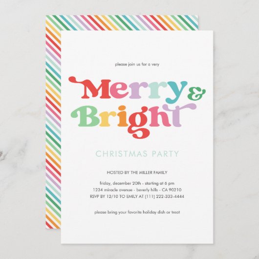 Vrolijk en helder feestelijk kleurrijke retro mini kaart (Voorkant / Achterkant)