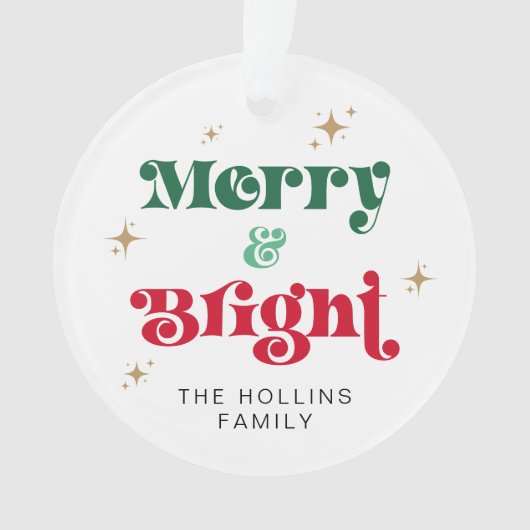 Vrolijk en helder foto kerst ornament retro (voorkant)