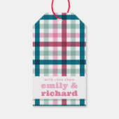 Vrolijk en helder Gingham Christmas Gift Label Cadeaulabel (Achterkant)