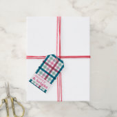 Vrolijk en helder Gingham Christmas Gift Label Cadeaulabel (Met Touw)