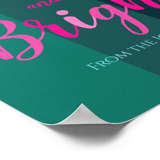 Vrolijk en helder groen en roze kerst poster (Hoek)