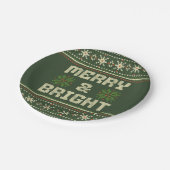 Vrolijk en helder kerst trui Nordic Knit Papieren Bordje (Gekanteld)