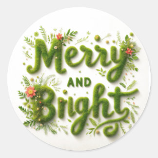 Vrolijk en helder, kerst Wenskaarten Ronde Sticker