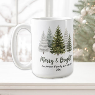 Vrolijk en helder kerstbomen Familie Keepsake Koffiemok