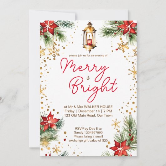 Vrolijk en helder kerstdiner feestlantaarn kaart (Voorkant)