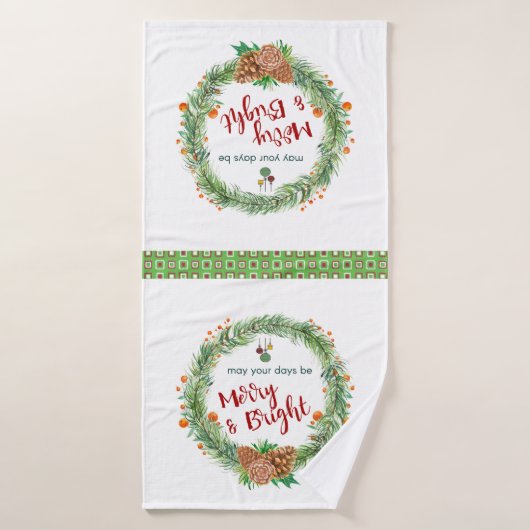 Vrolijk en helder kerstfeest bad handdoek (Badhanddoek)