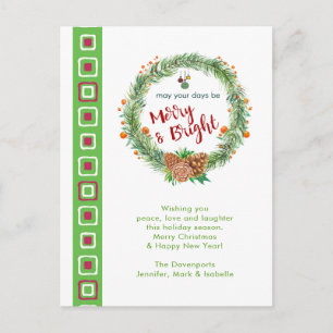 Vrolijk en helder kerstfeest briefkaart