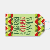 Vrolijk en helder kerstfeest cadeaulabel (Voorkant (Horizontaal))