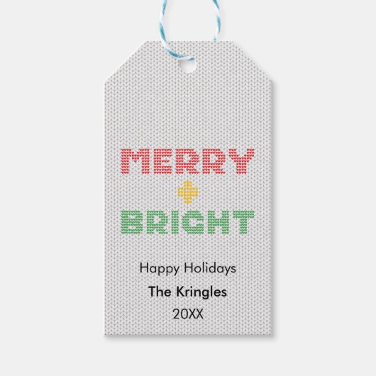 Vrolijk en helder kerstfeest cadeaulabel (Voorkant)