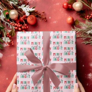 Vrolijk en helder kerstfeest cadeaupapier