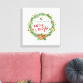Vrolijk en helder kerstfeest canvas afdruk (Insitu (Woonkamer))