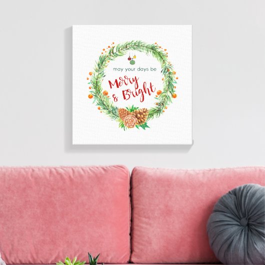 Vrolijk en helder kerstfeest canvas afdruk (Insitu (Woonkamer))