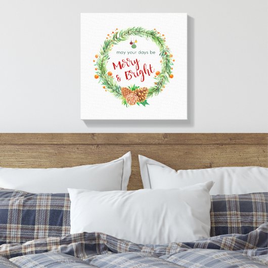 Vrolijk en helder kerstfeest canvas afdruk (Insitu (Slaapkamer))