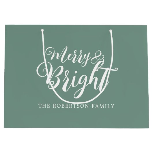 Vrolijk en helder kerstfeest groot cadeauzakje (Voorkant)