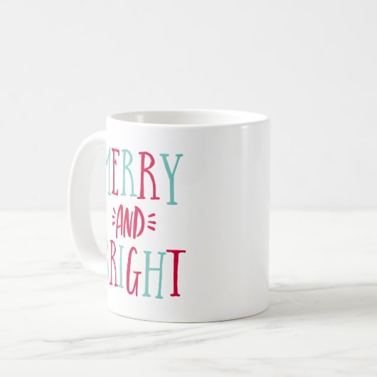 Vrolijk en helder kerstfeest koffiemok (Voorkant links)