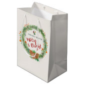 Vrolijk en helder kerstfeest medium cadeauzakje (Voorkant Gekanteld)