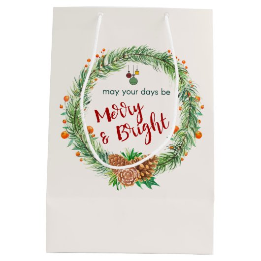 Vrolijk en helder kerstfeest medium cadeauzakje (Achterkant)