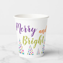 Vrolijk en helder kerstfeest papieren bekers