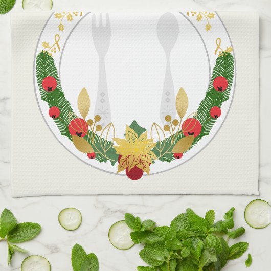 Vrolijk en helder kerstfeest theedoek (Gevouwen)