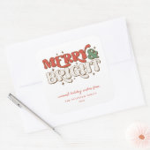Vrolijk en helder kerstfeest vierkante sticker (Envelop)