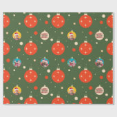 Vrolijk en helder kerstfoto cadeaupapier (Vlak)