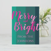 Vrolijk en helder kerstgroen roze feestdagenkaart (Staand voorkant)