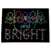 Vrolijk en helder kerstlicht groot cadeauzakje (Voorkant)