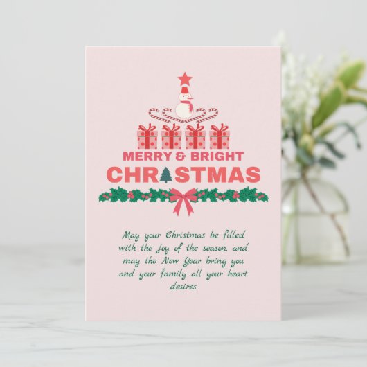 Vrolijk en helder Kerstmis 2023 Elegant Kleurrijk Kaart (Staand voorkant)