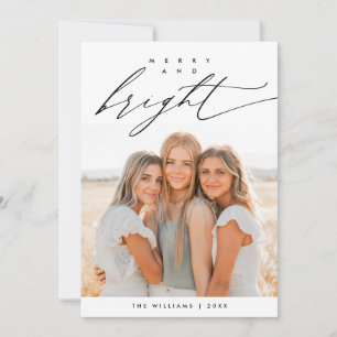 Vrolijk en helder, Kerstmis Familie Foto Layover Feestdagenkaart