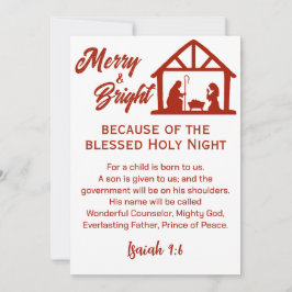 Vrolijk en helder Kerstmis Geboorte Rood Script Feestdagenkaart