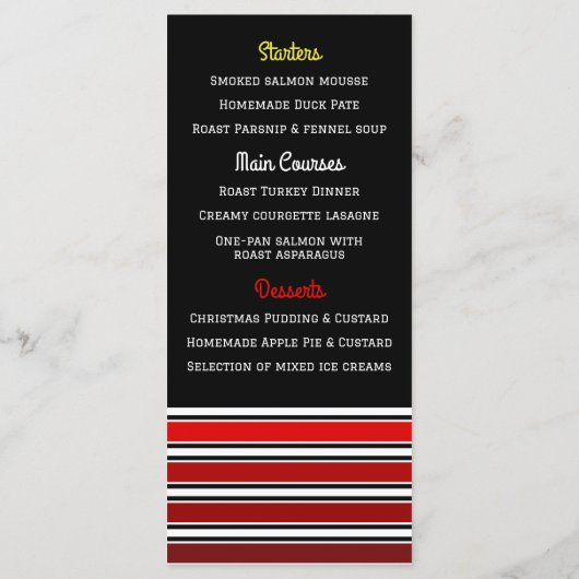 Vrolijk en helder, Kerstmis Menu (Achterkant)