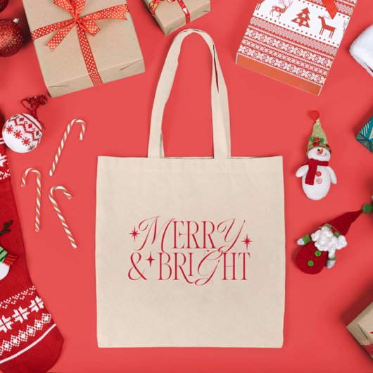 Vrolijk en helder kerstriten tote bag
