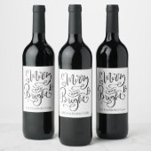 Vrolijk en helder kerstscript kalligrafie wijn etiket (Flessen)