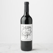 Vrolijk en helder kerstscript kalligrafie wijn etiket (Voorkant)