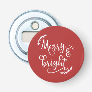 vrolijk en helder Kerstvakantie Button Flesopener