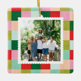 Vrolijk en helder kleurenblok keramisch ornament