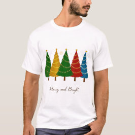 Vrolijk en helder kleurrijke kerstbomen vakantie t-shirt