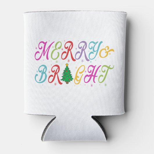 Vrolijk en helder kleurrijke kerstboom feestelijk blikjeskoeler (Voorkant)