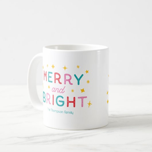 Vrolijk en helder kleurrijke retro naam kerst Mok (Voorkant links)