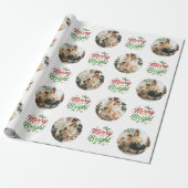 Vrolijk en helder modern fotopatroon Kerstmis Cadeaupapier (Uitgerold)